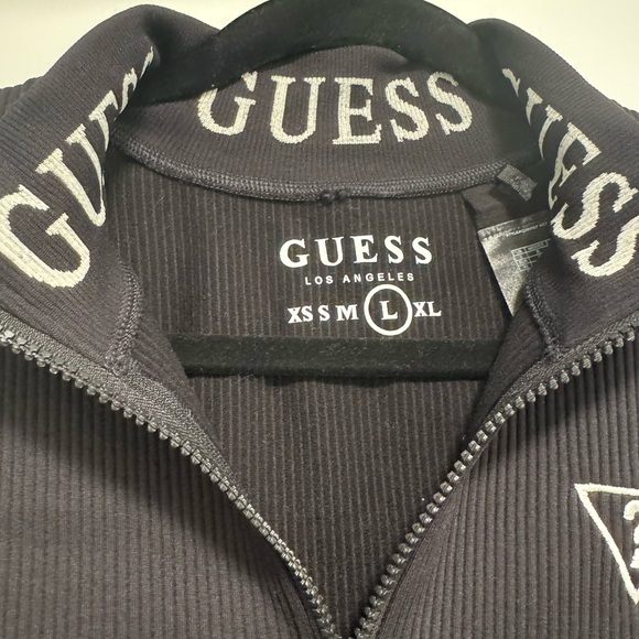 Guess Black Ribbed Quarter-Zip Top - Picture 3 of 3